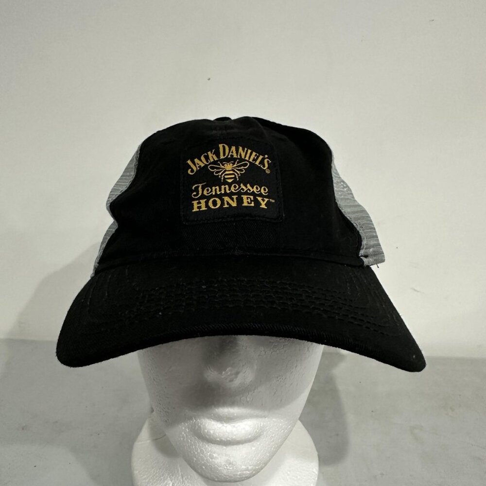Jack Daniel's Tennessee Honey Hat Cap Snap Back Black Gray Trucker Mesh‎ Mens